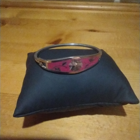 Vintage Alpaca Mexico Bangle Bracelet Flower Pink Enamel Mother Of… - Picture 2 of 16